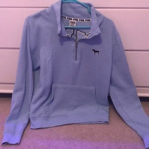 periwinkle quarter-zip sweatshirt